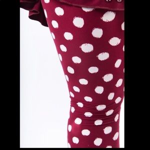 Agnes & Dora Burgundy Polka Dot Leggings M L